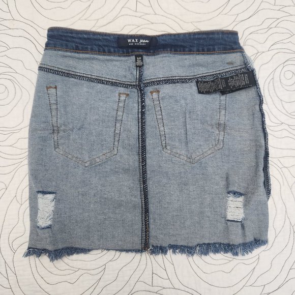 [S] Ripped Denim Wax Jeans Mini Skirt - Picture 4 of 8